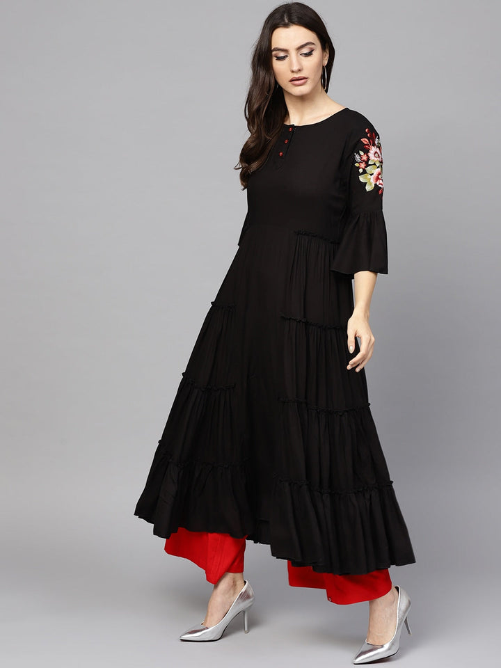 Black Solid Kurta-Yufta Store-DBAJWKU1614BLKS