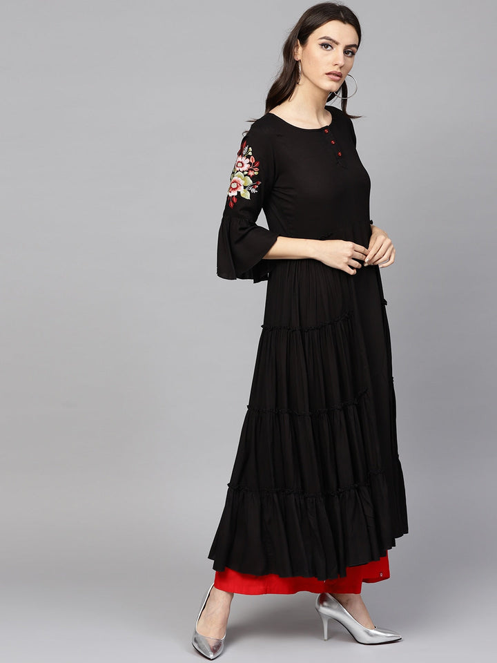 Black Solid Kurta-Yufta Store-DBAJWKU1614BLKS