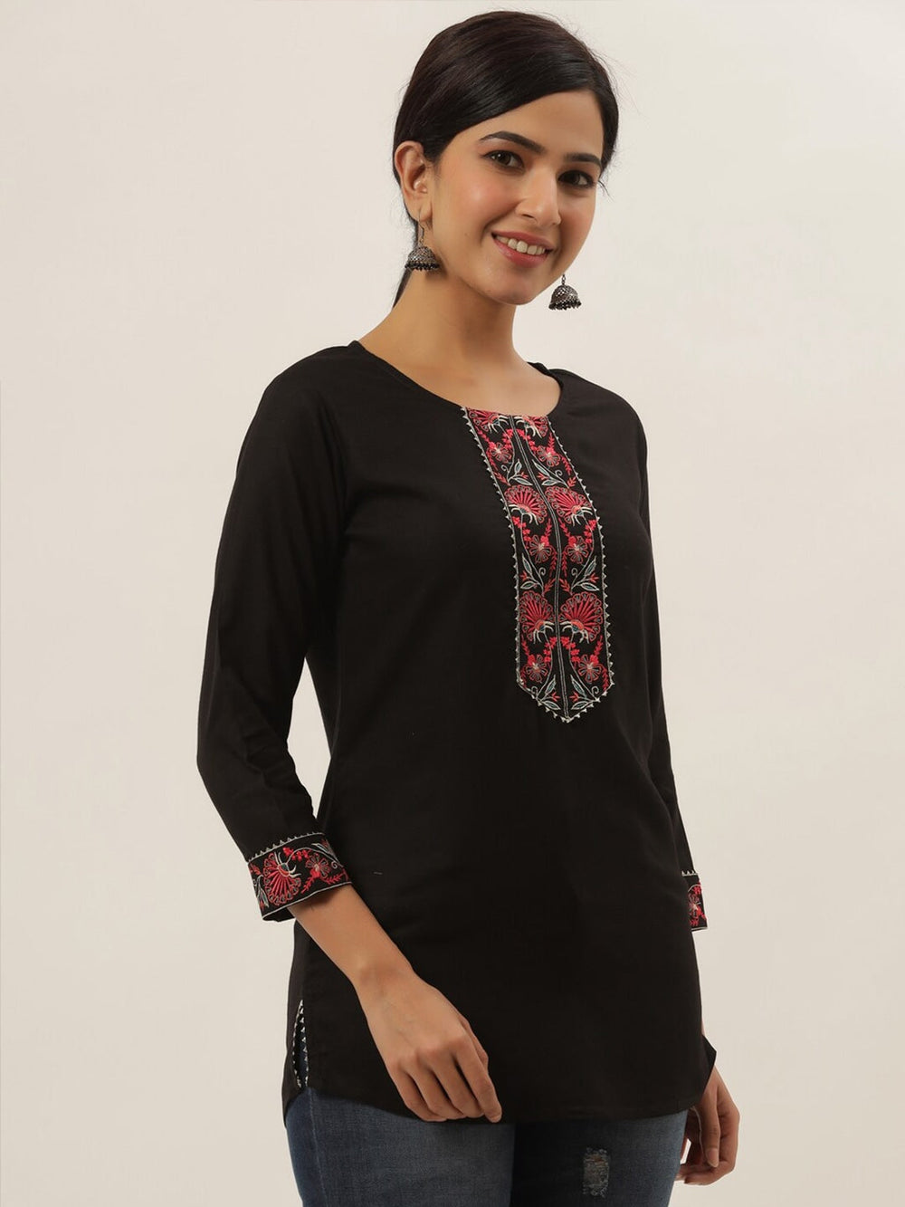 Black Solid Patchwork Top-Yufta Store-9639TOPBKXS