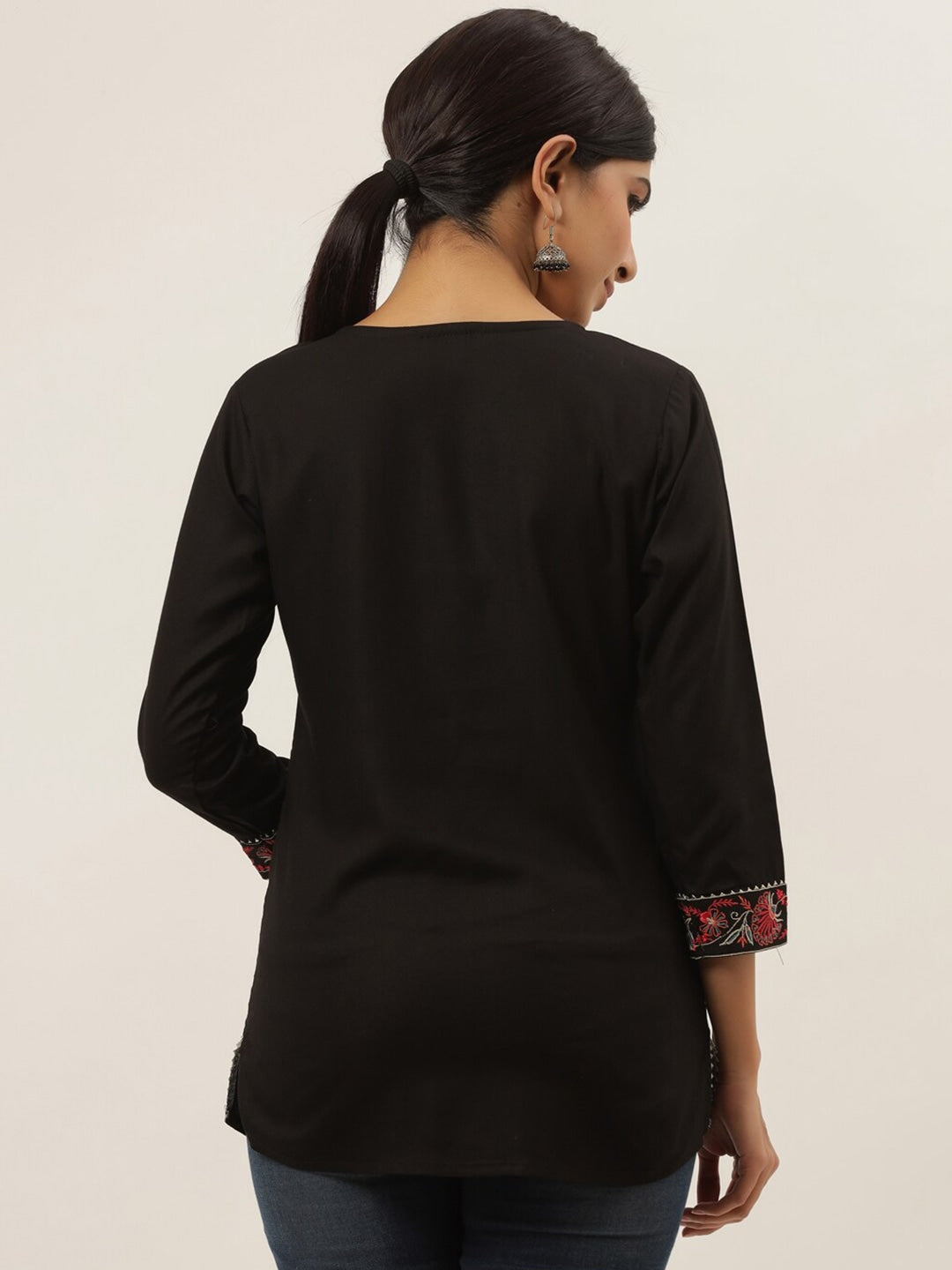 Black Solid Patchwork Top-Yufta Store-9639TOPBKXS