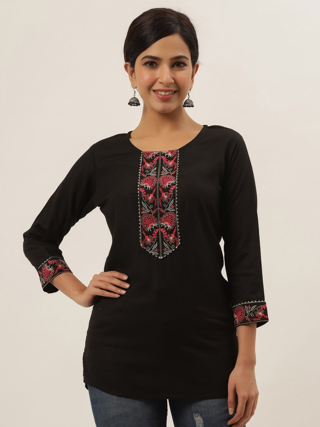 Black Solid Patchwork Top-Yufta Store-9639TOPBKXS