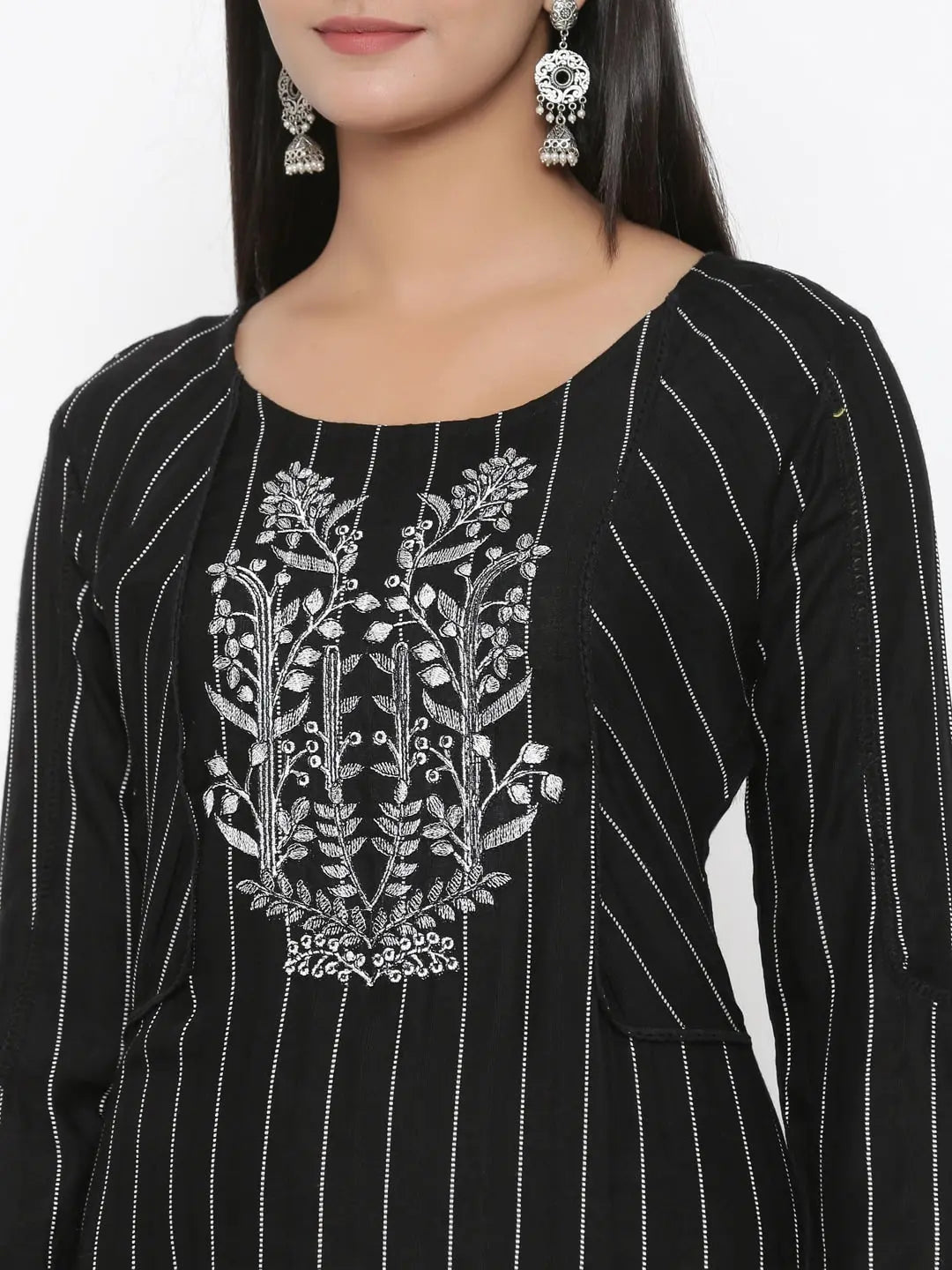 Black Straight Kurta-Yufta Store-7371KURBKS