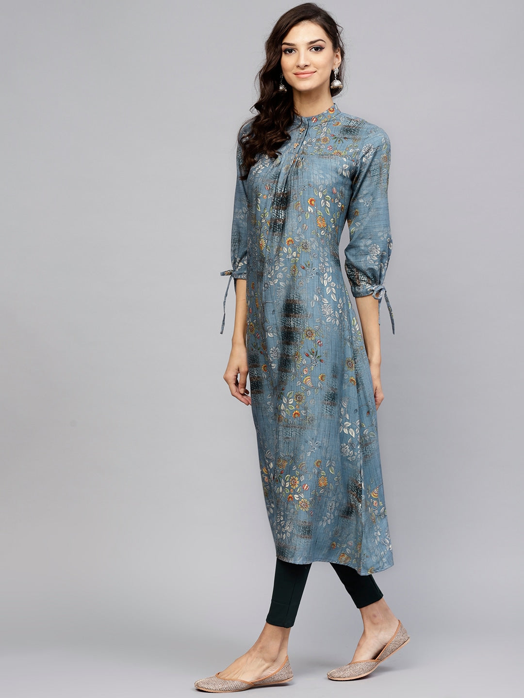 Blue A-Line Kurta-Yufta Store-YUFNKU1874BS