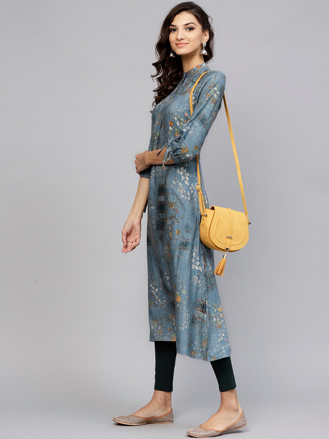 Blue A-Line Kurta-Yufta Store-YUFNKU1874BS