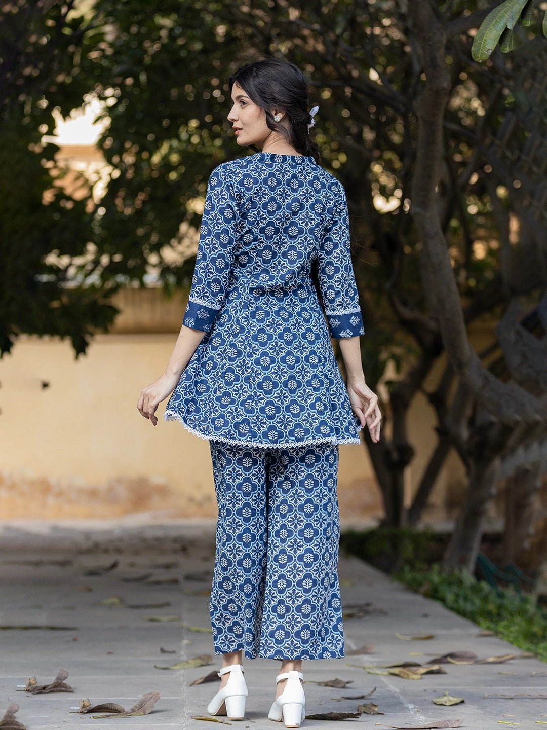 Blue Cotton Co-Ord Set-Yufta Store-1925CRDBLS