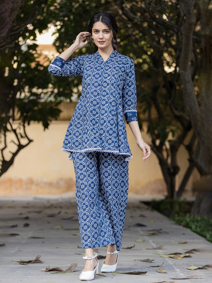 Blue Cotton Co-Ord Set-Yufta Store-1925CRDBLS