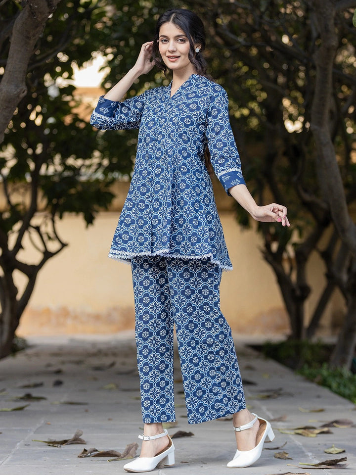 Blue Cotton Co-Ord Set-Yufta Store-1925CRDBLS