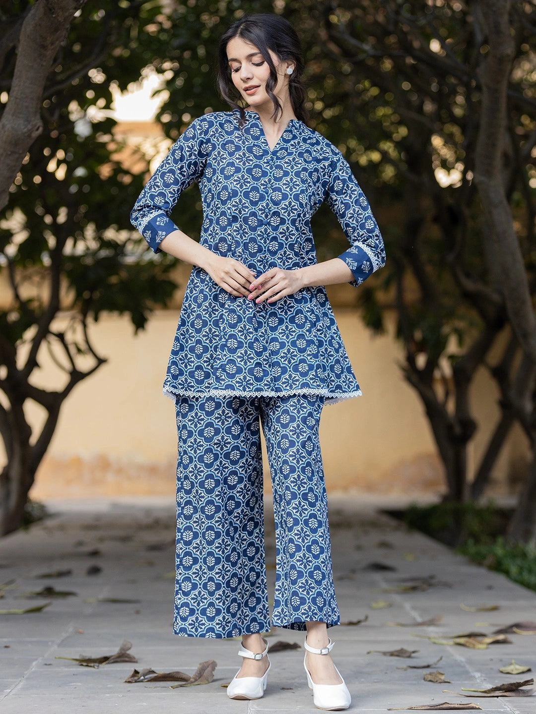 Blue Cotton Co-Ord Set-Yufta Store-1925CRDBLS