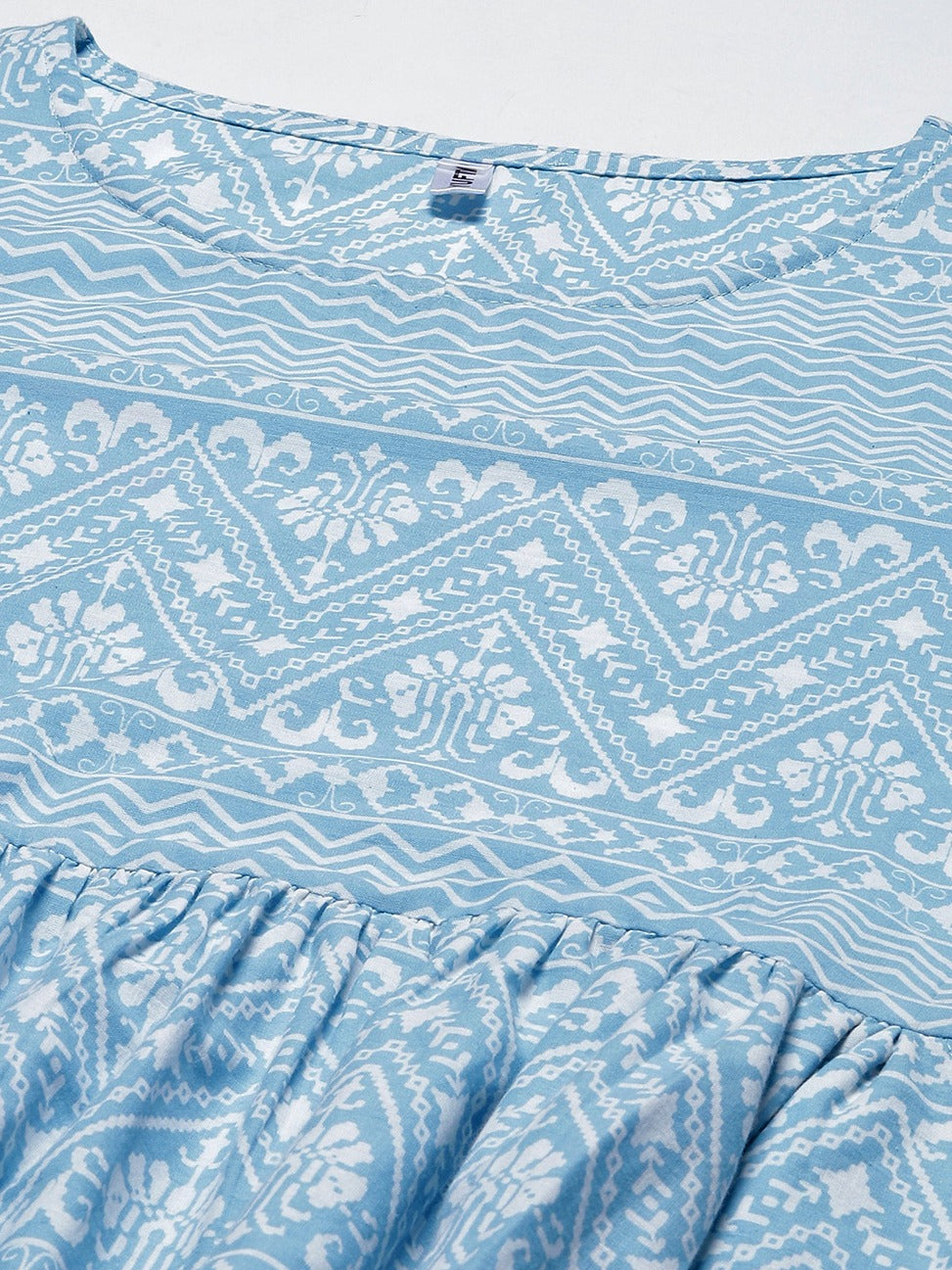 Blue Cotton Ethnic Midi Dress-Yufta Store-9786DRSSBS