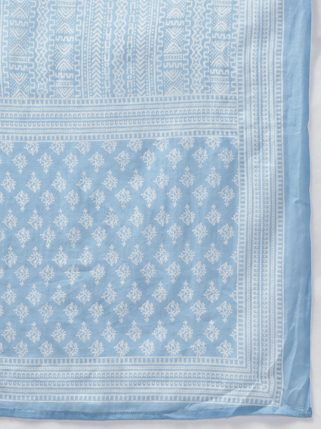 Blue Ethnic Motif Printed Pure Cotton Straight Shape Dupatta Set-Yufta Store-9785SKDSBS