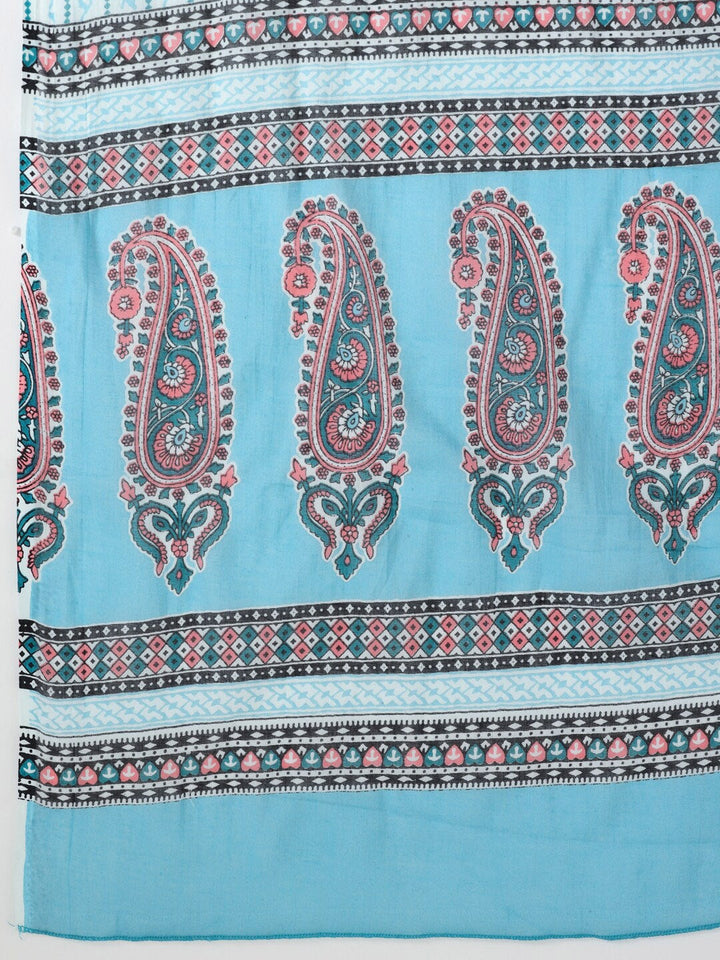 Blue Ethnic Motifs Printed Dupatta Set-Yufta Store-5508SKDBLS
