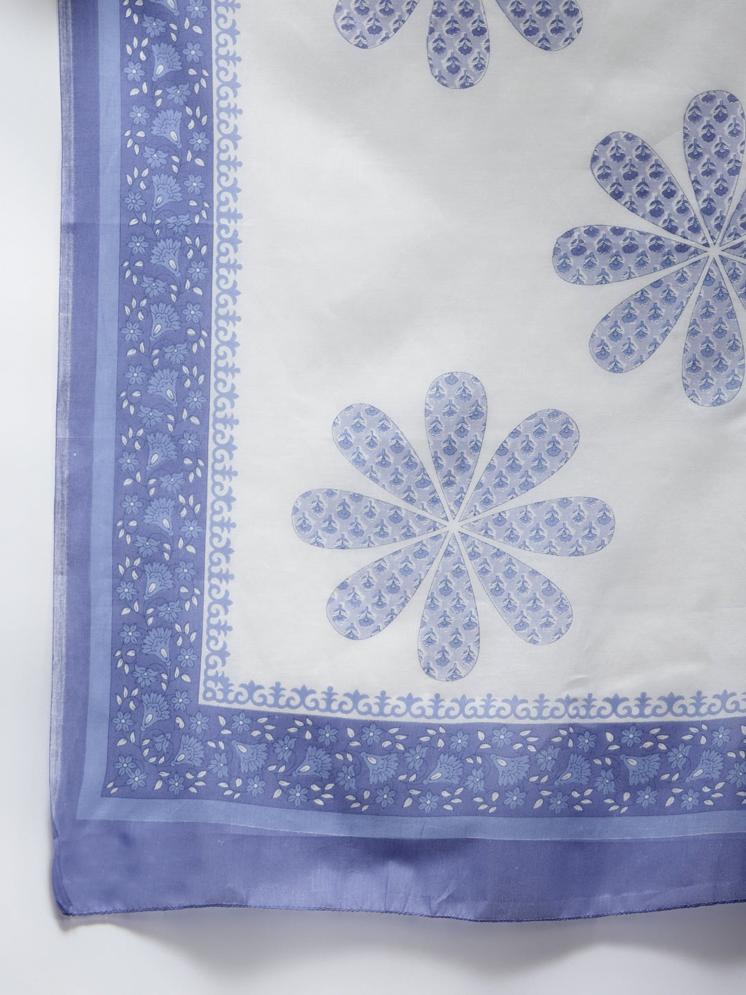 Blue Ethnic Motifs Printed Straight Cotton Dupatta Set-Yufta Store-9792SKDBLS