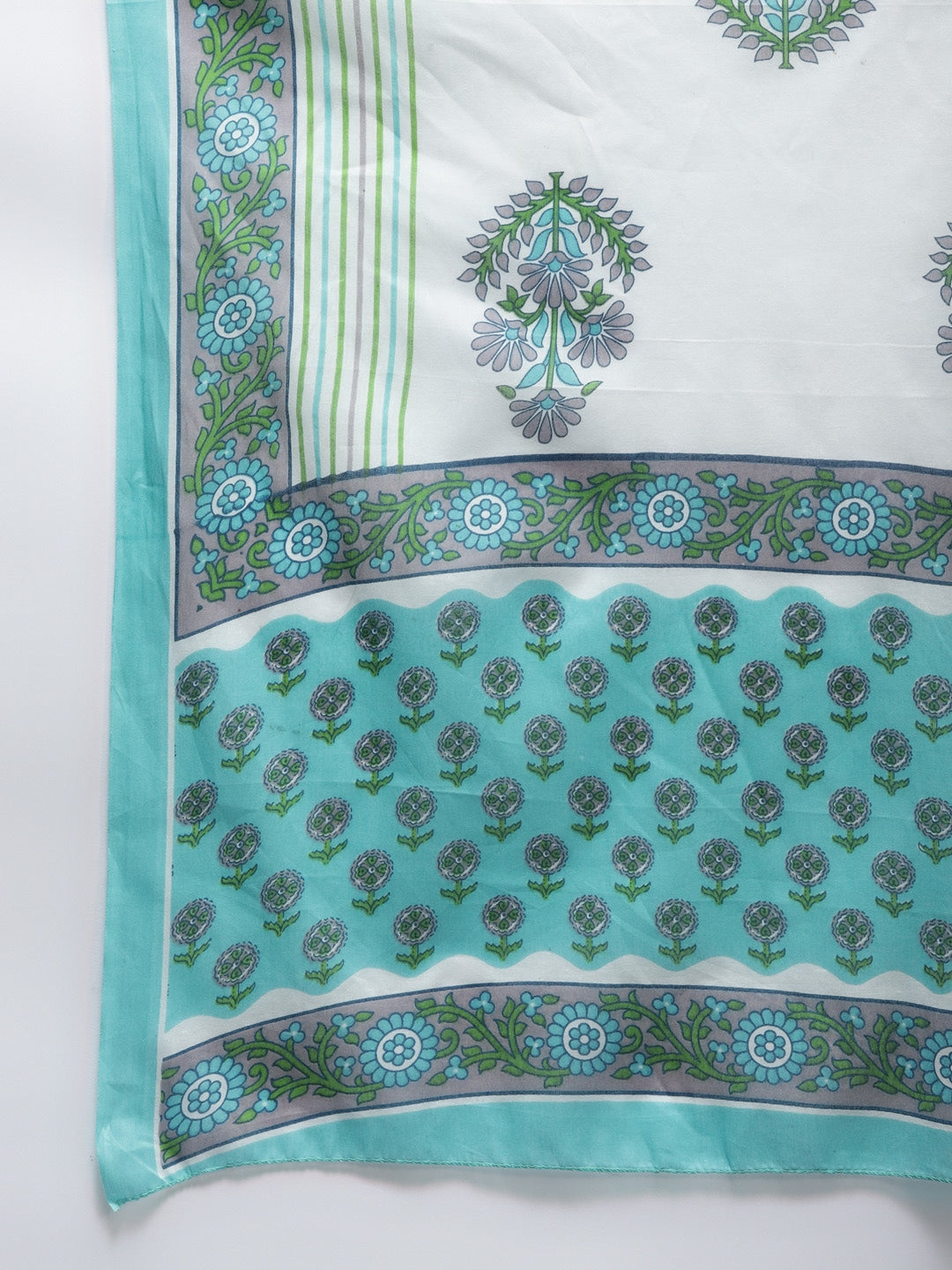 Blue Ethnic Motifs Printed Straight Shape Pure Cotton Dupatta Set-Yufta Store-9795SKDSGS