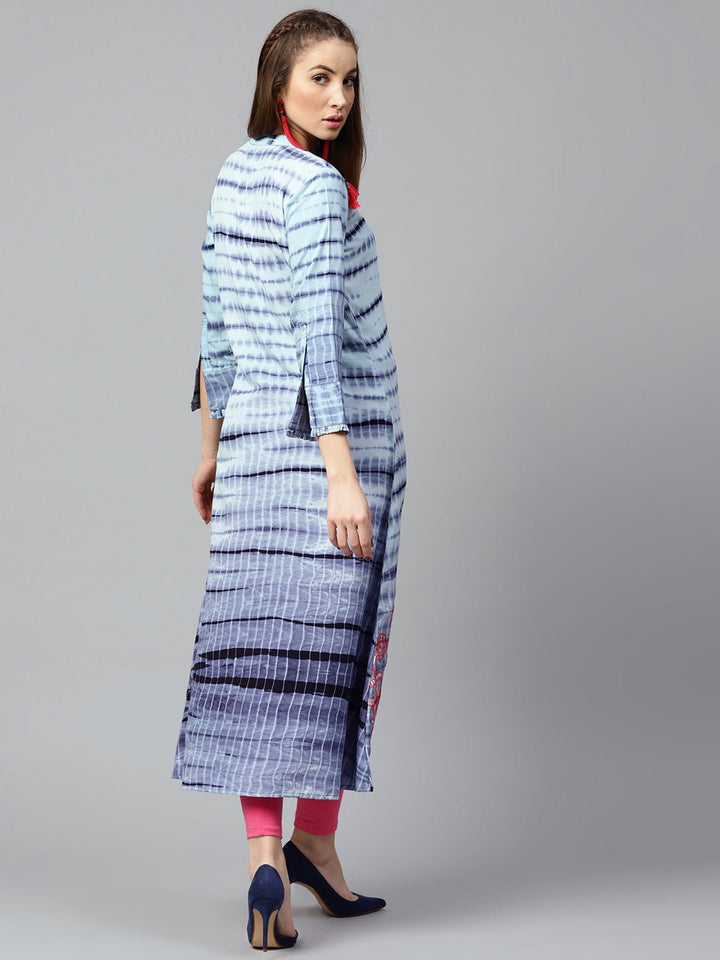 Blue & Pink A-Line Kurta-Yufta Store-DBNWKU1545S