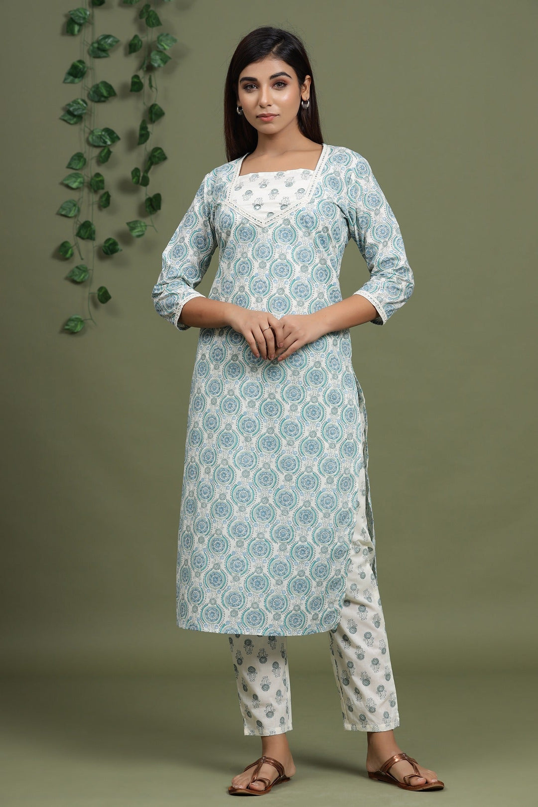 Blue Printed Dupatta Set-Yufta Store-2712SKDBLM