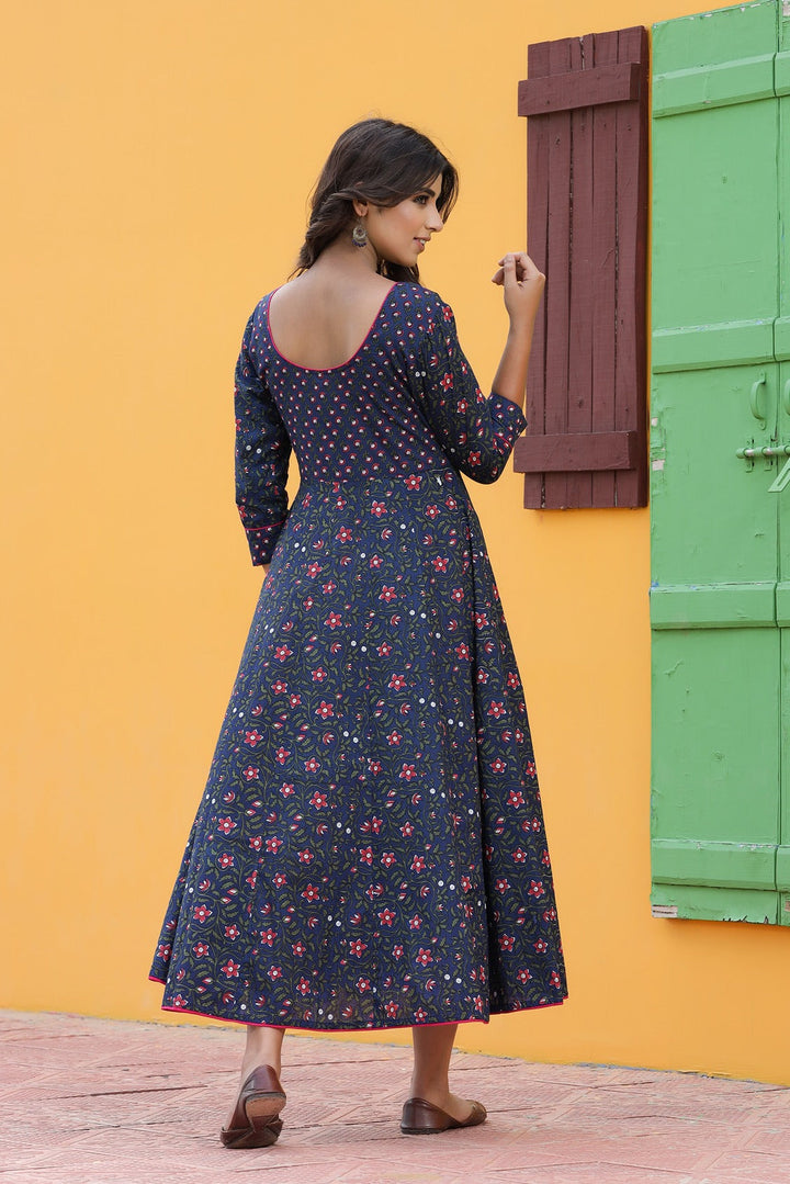 Blue Printed Kurta-Yufta Store-9000KURBLS