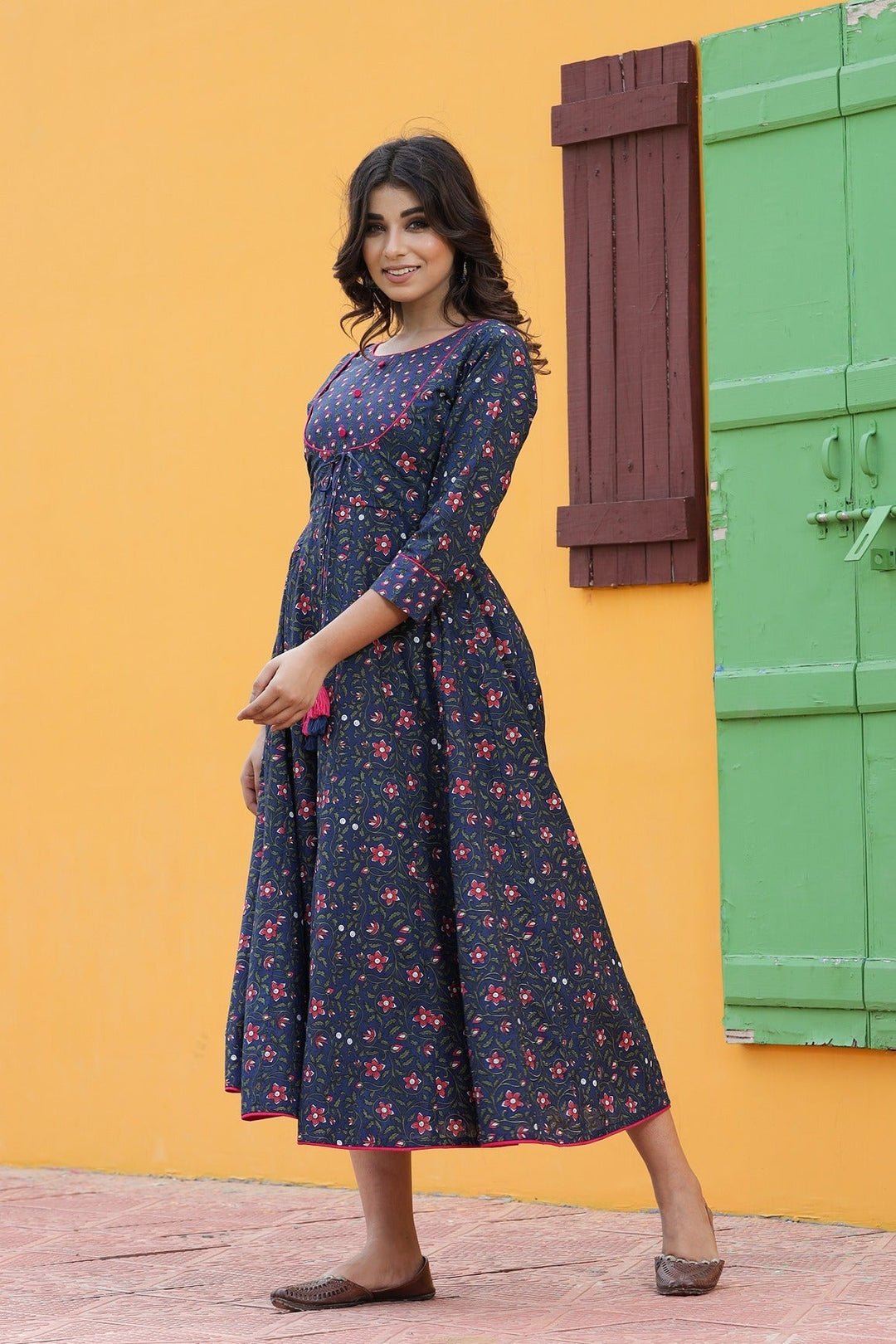 Blue Printed Kurta-Yufta Store-9000KURBLS