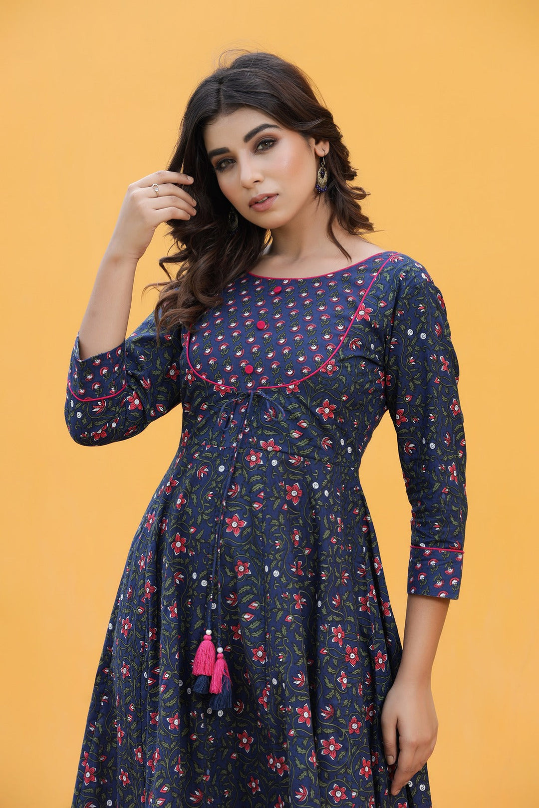 Blue Printed Kurta-Yufta Store-9000KURBLS