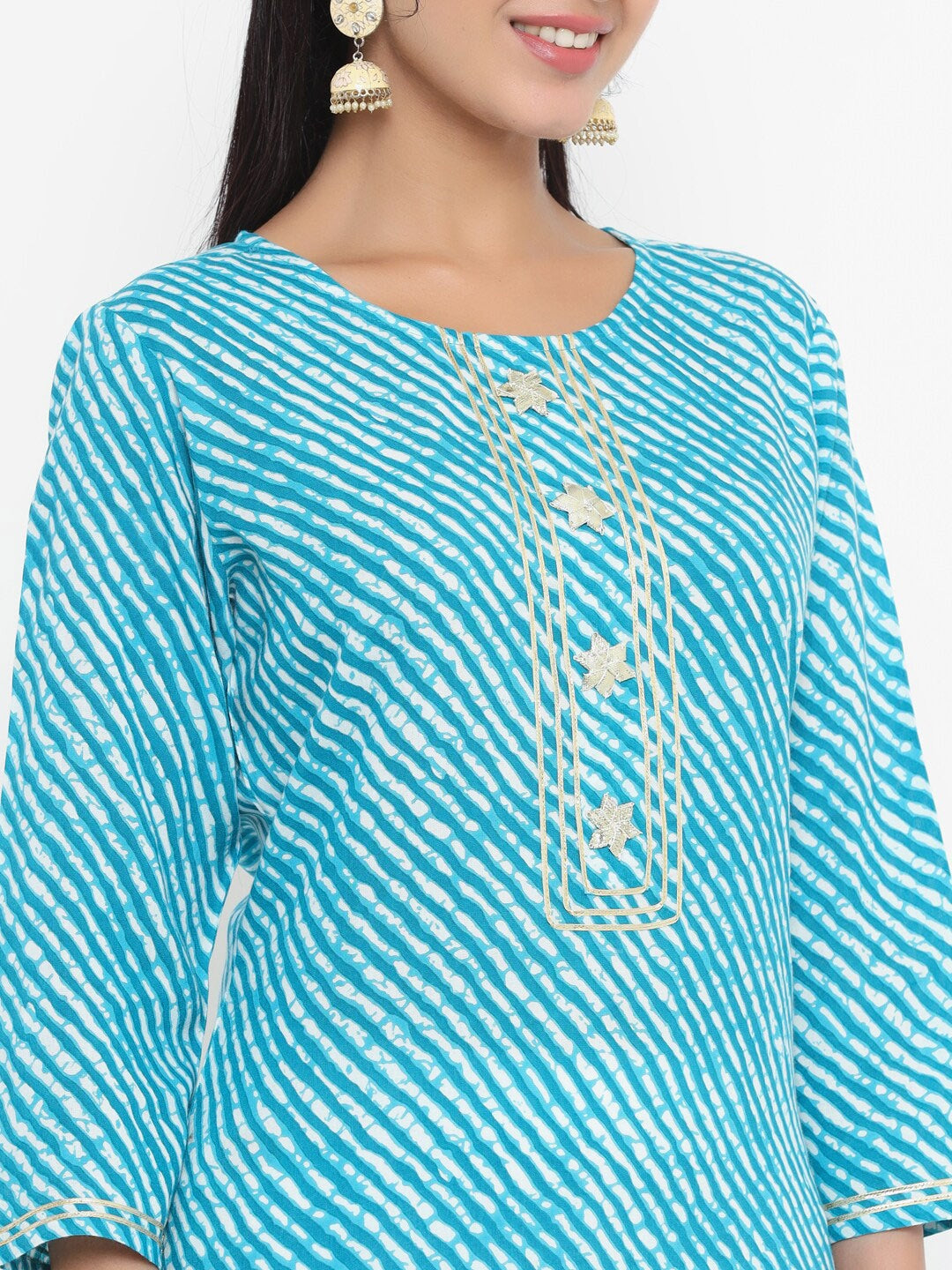 Blue Printed Kurta-Yufta Store-9763KURBLS