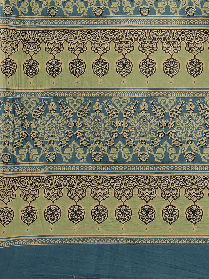 Blue Printed Saree-Yufta Store-6034SARBL