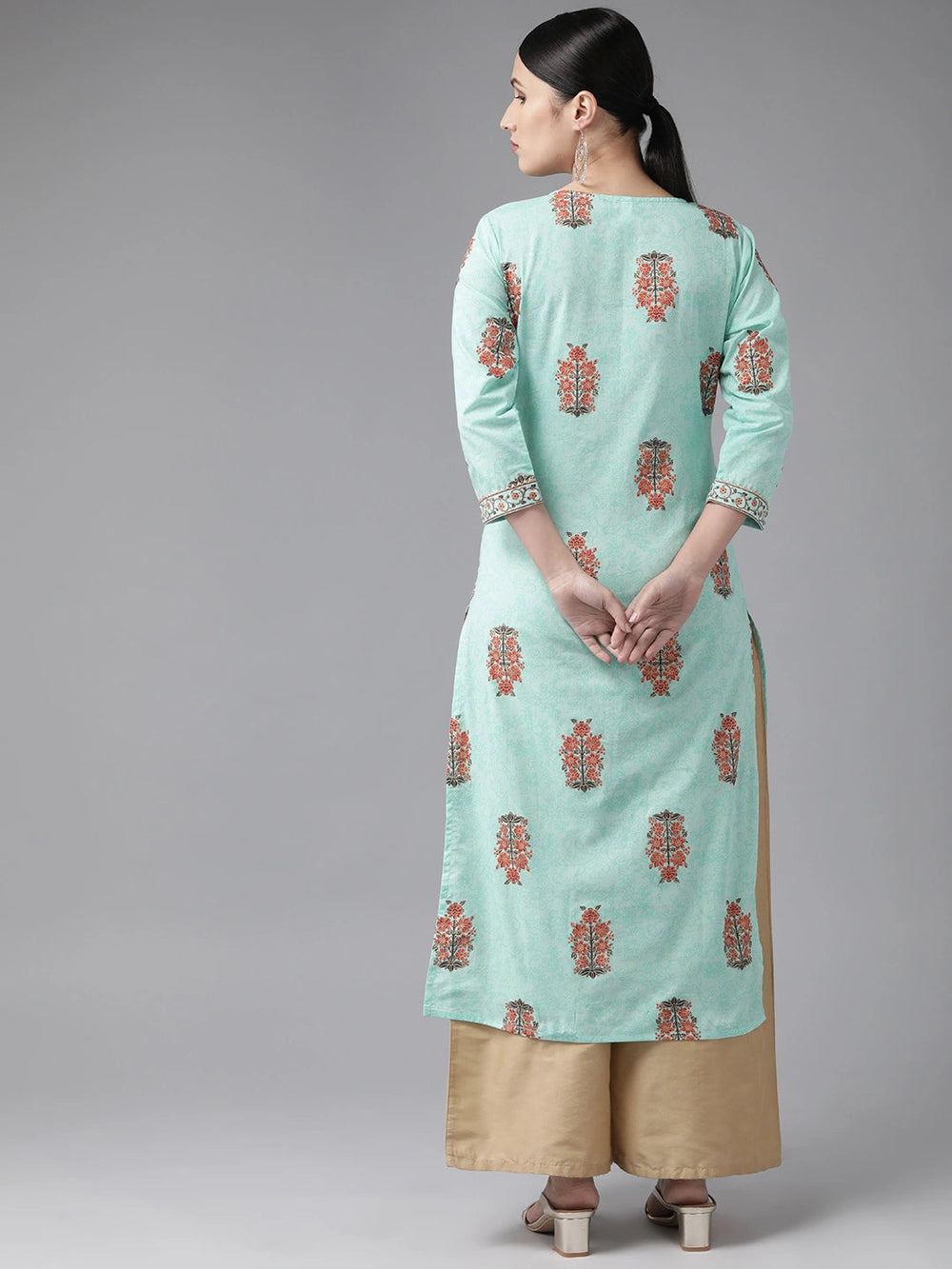 Blue Printed Straight Kurta-Yufta Store-7590KURBLS