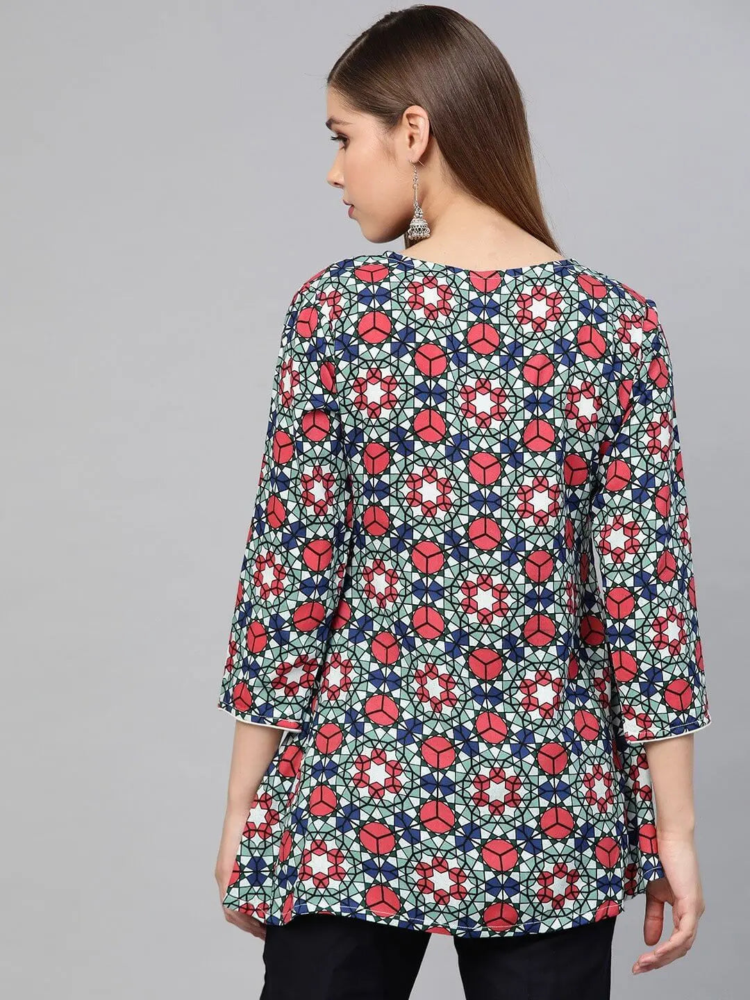 Blue Printed Tunic-Yufta Store-7169TUNMUS