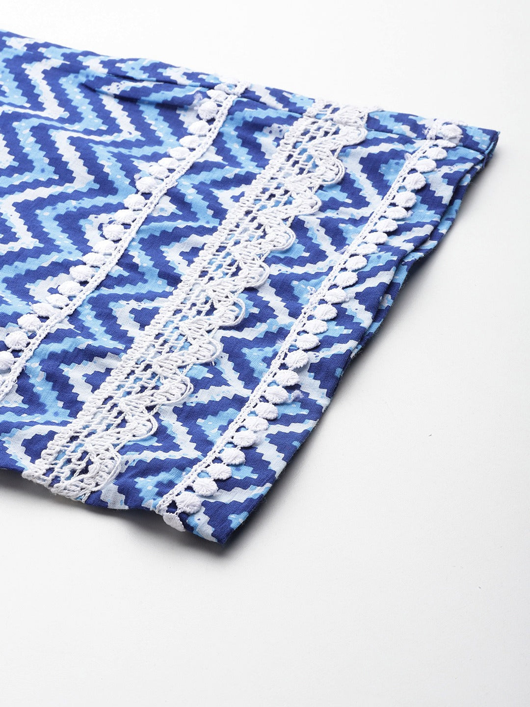 Blue Pure Cotton kurta set with embroidery Kurta Trouser Set