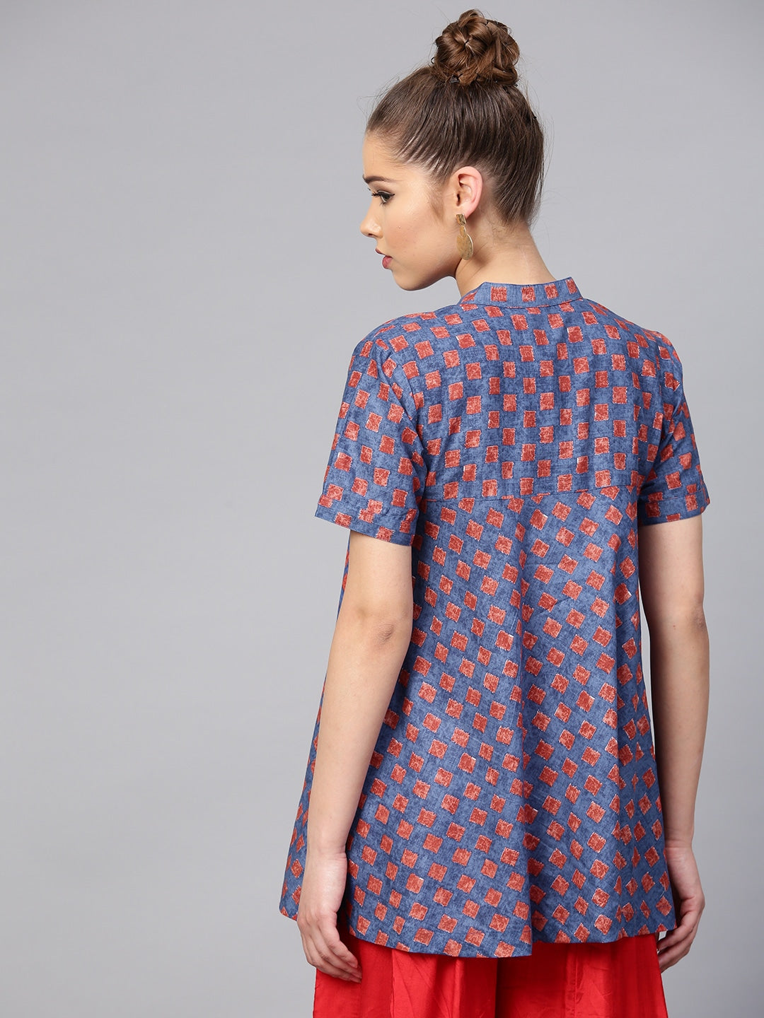 Blue & Red Printed Tunic-Yufta Store-YUFPJTU884BLUS