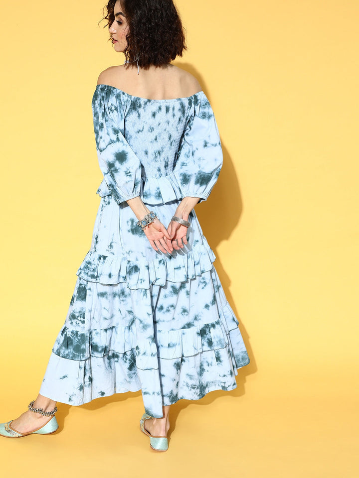 Blue Tie and Dye Dress-Yufta Store-9502DRSSBS