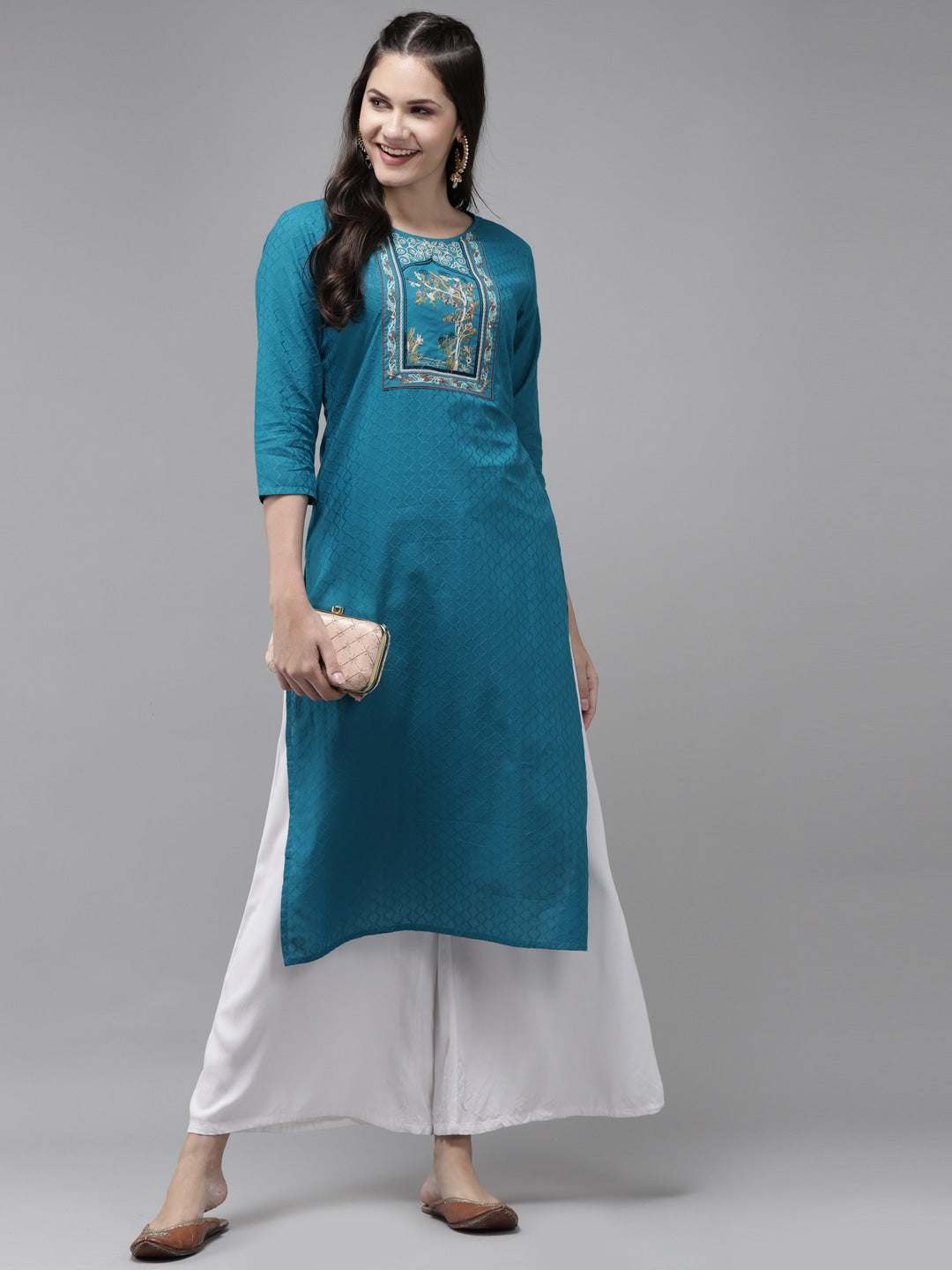 Blue Yoke Design Kurta-Yufta Store-7883KURRGS