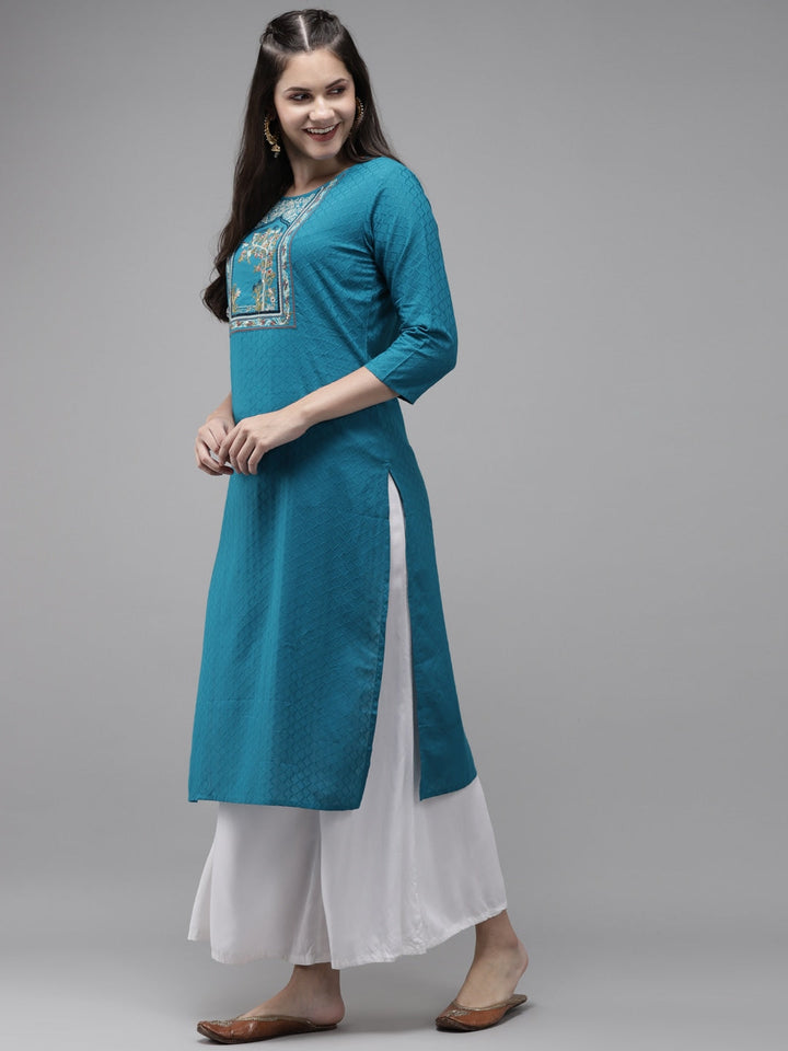 Blue Yoke Design Kurta-Yufta Store-7883KURRGS