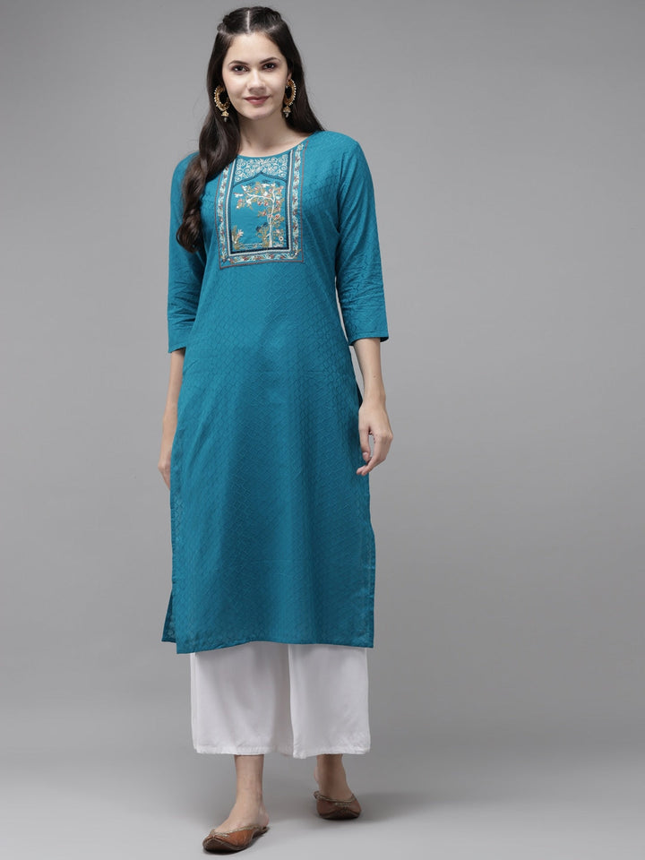 Blue Yoke Design Kurta-Yufta Store-7883KURRGS