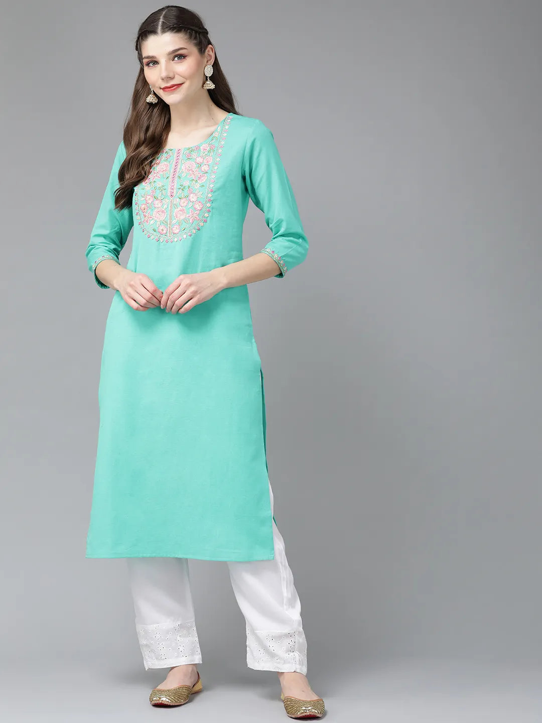 Blue Yoke Design Kurta-Yufta Store-9556KURSBS