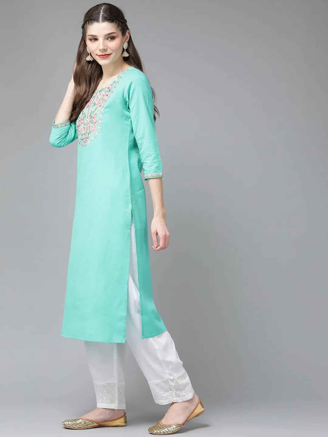 Blue Yoke Design Kurta-Yufta Store-9556KURSBS