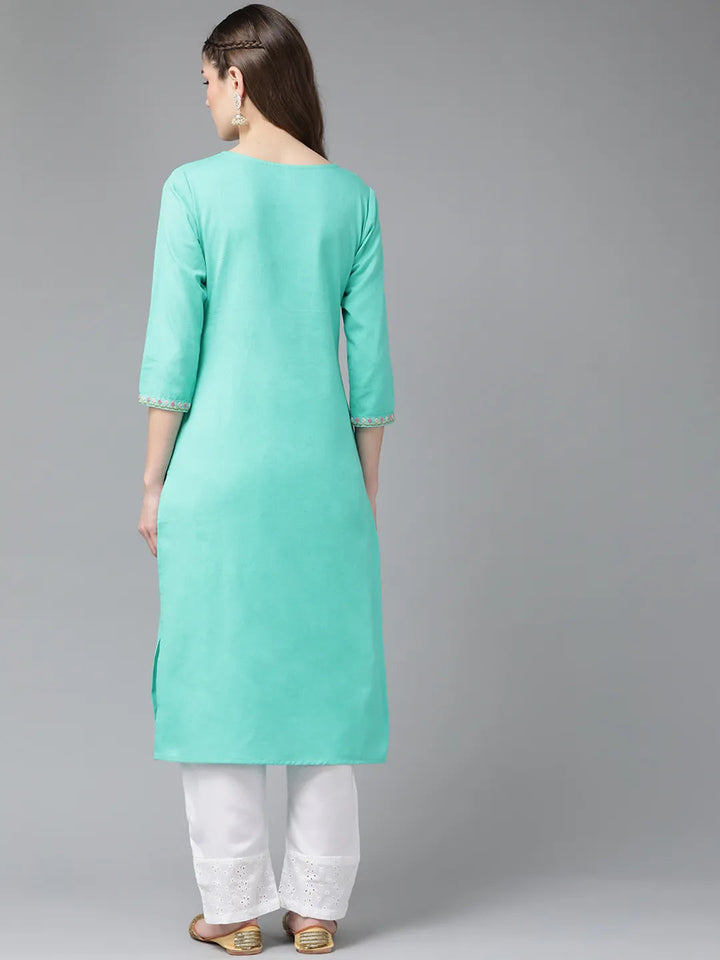 Blue Yoke Design Kurta-Yufta Store-9556KURSBS