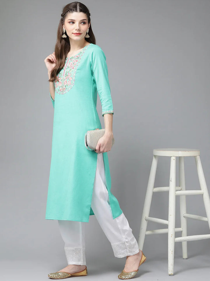 Blue Yoke Design Kurta-Yufta Store-9556KURSBS