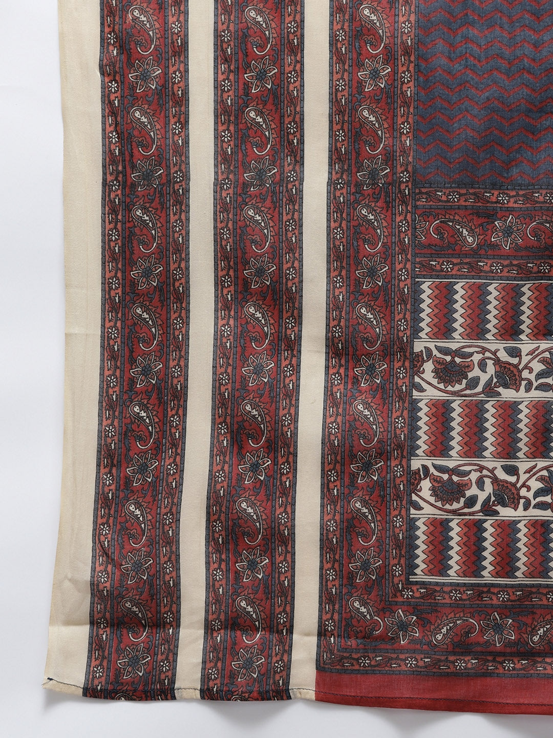 Brown Ethnic Motifs Printed Cotton Dupatta Set-Yufta Store-9783SKDRDS