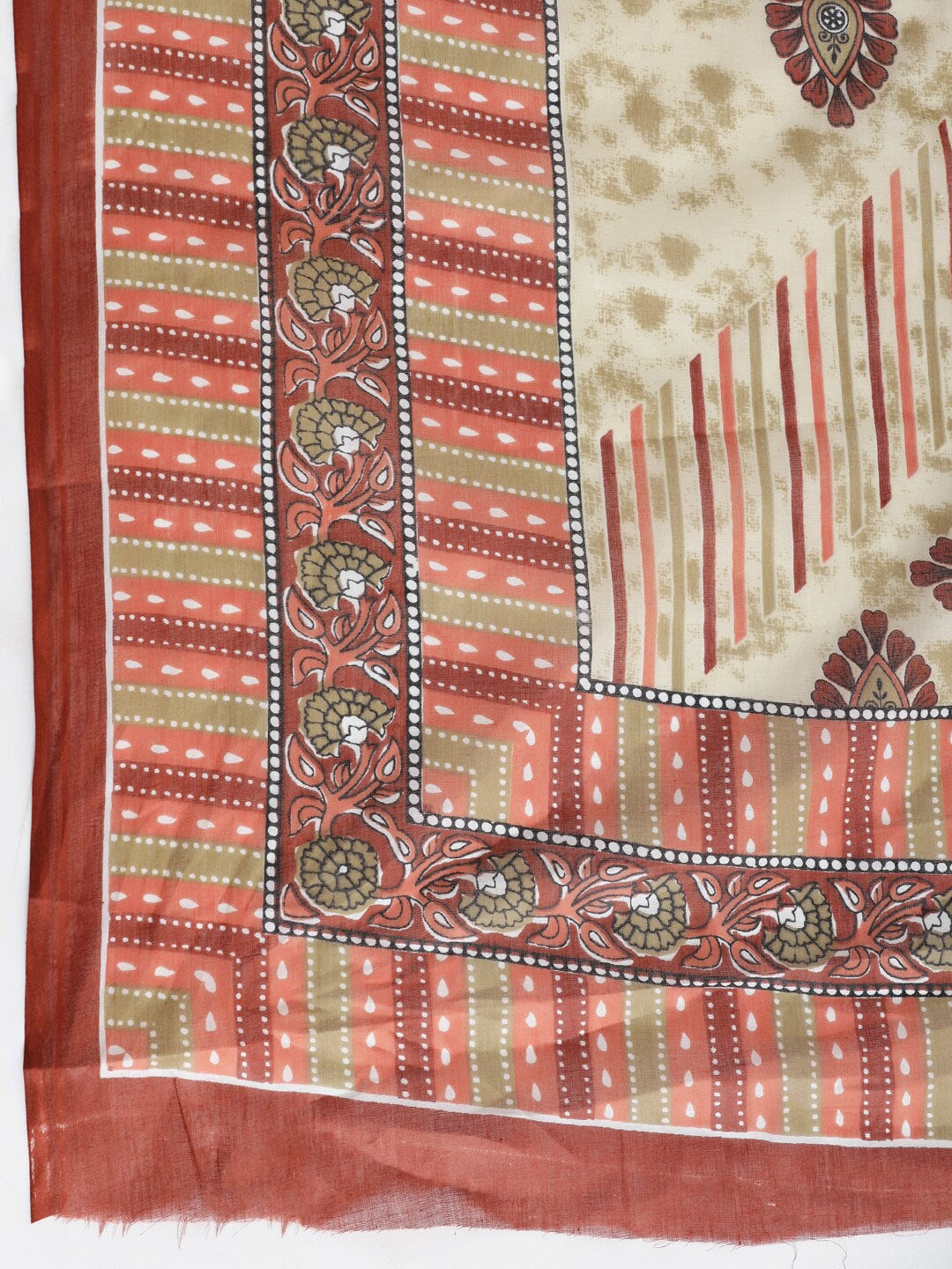 Brown Geometric Printed Dupatta Set