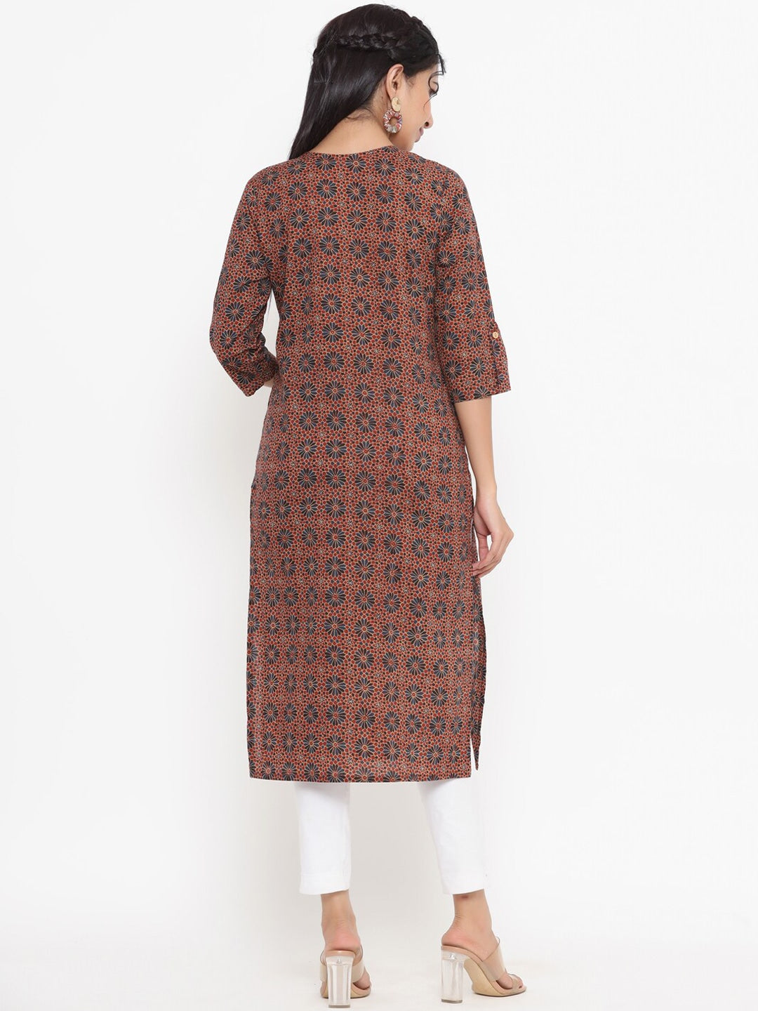 Brown Printed Kurta-Yufta Store-4731KURBRS