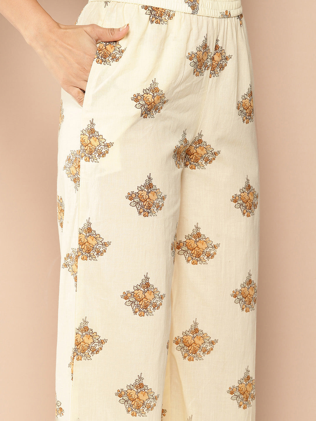 Brown Printed Kurta with Harem Pants with dupatta Set-Yufta Store-1387SKDBRS