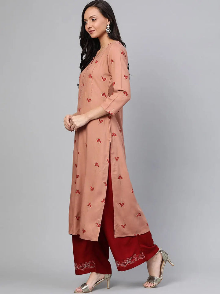 Brown Straight Kurta-Yufta Store-7427KURRTS