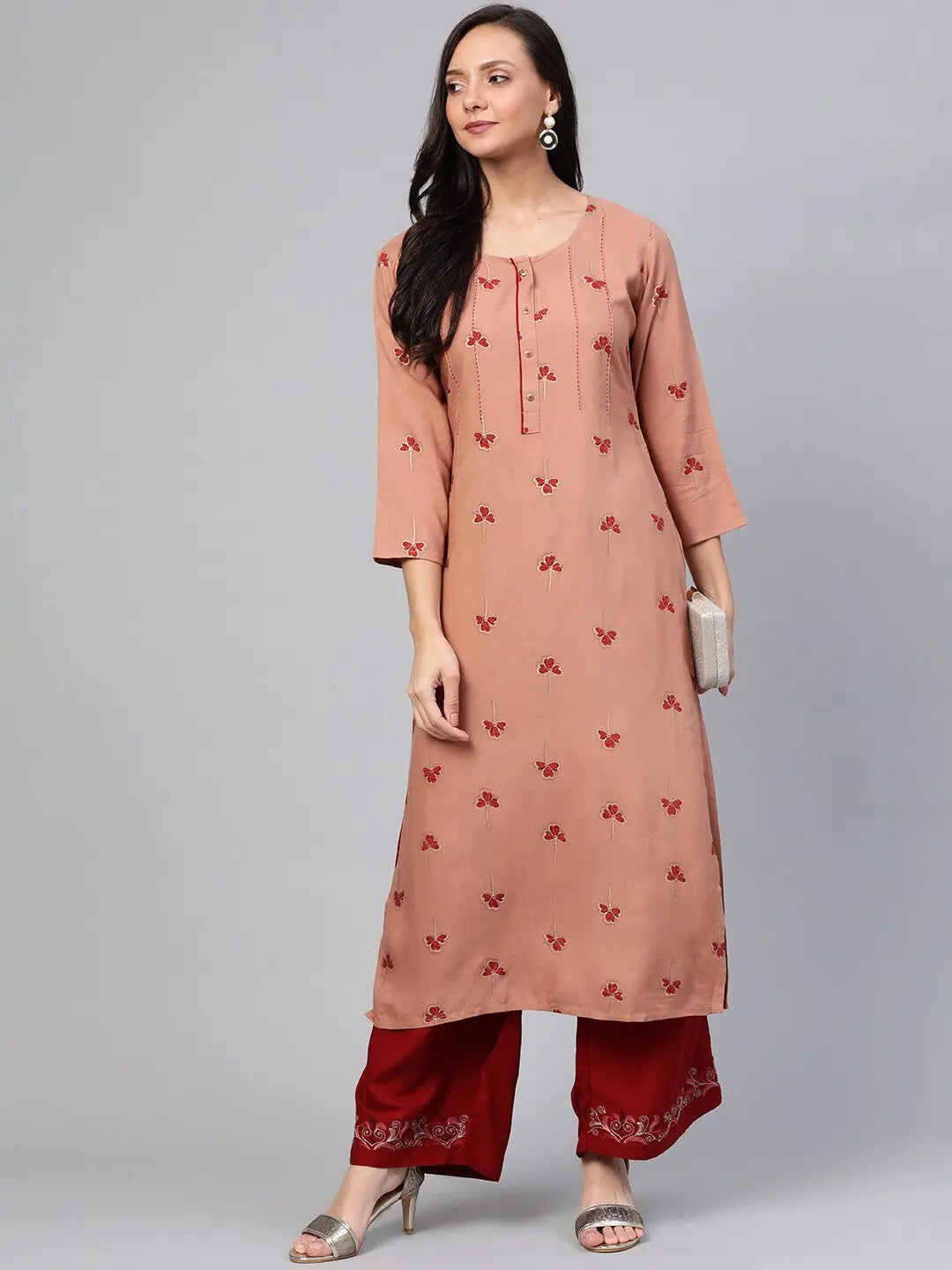 Brown Straight Kurta-Yufta Store-7427KURRTS