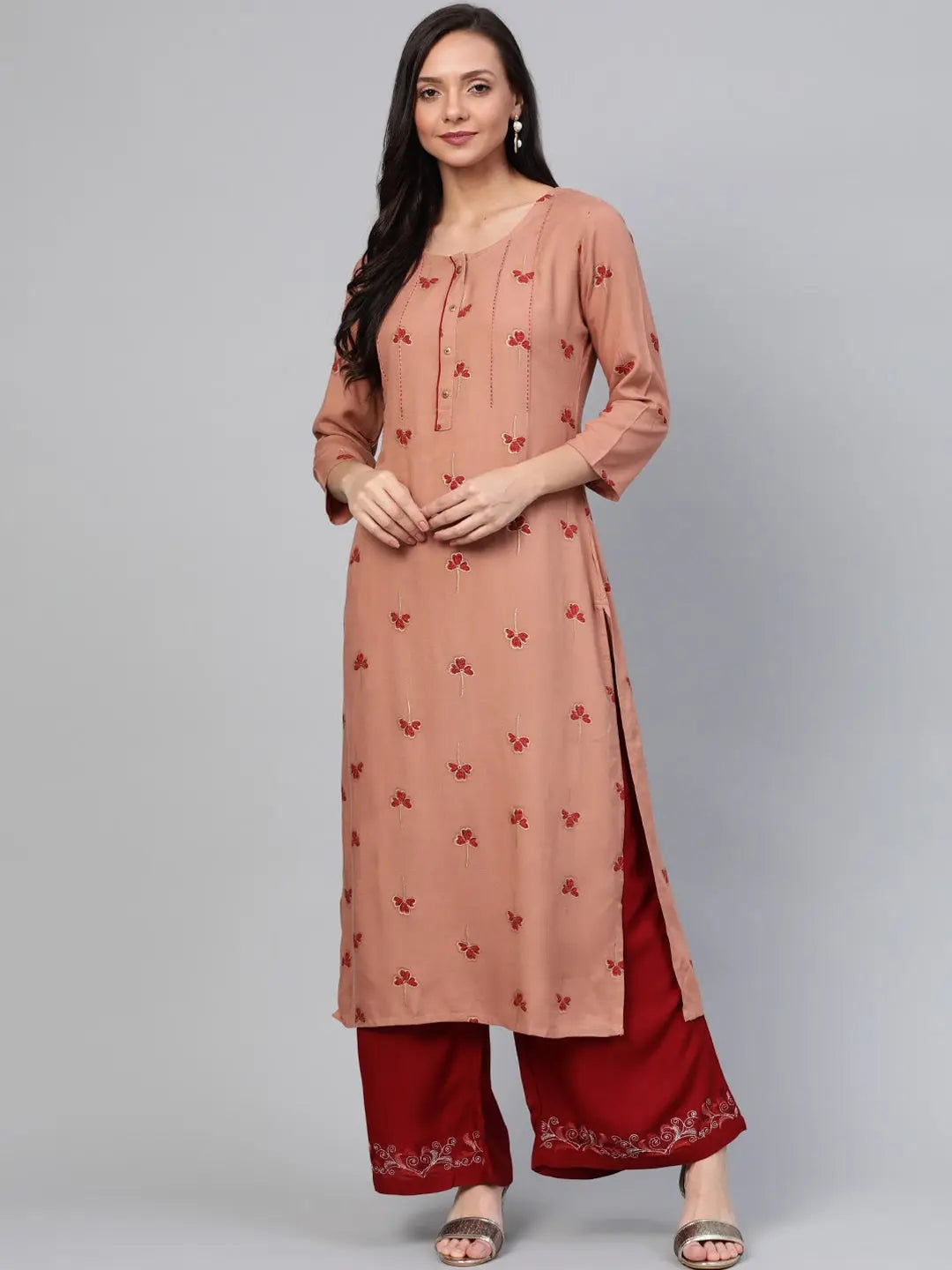 Brown Straight Kurta-Yufta Store-7427KURRTS