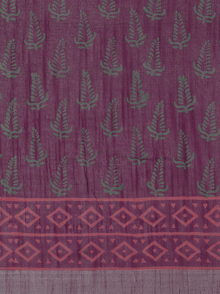 Burgundy Cotton Linen Saree-Yufta Store-6042SARPK