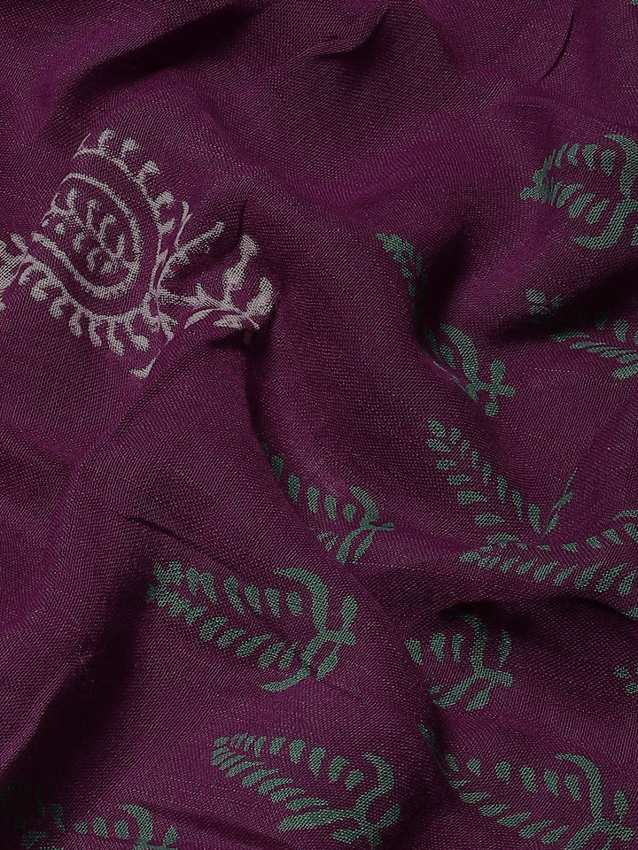 Burgundy Cotton Linen Saree-Yufta Store-6042SARPK