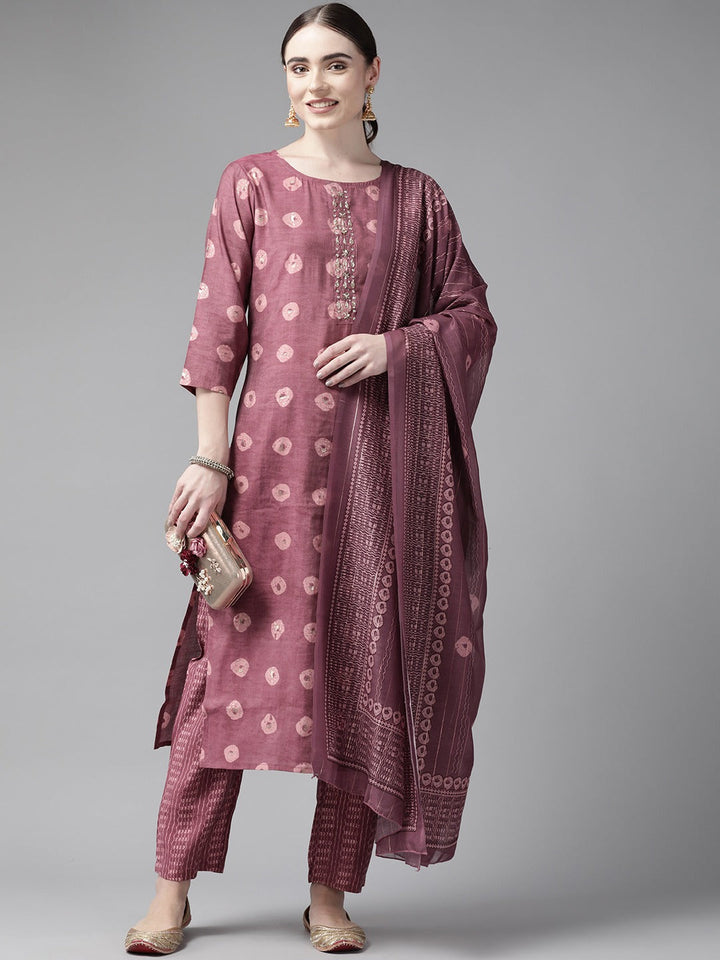 Burgundy Geometric Printed Dupatta Set-Yufta Store-9975SKDPRS