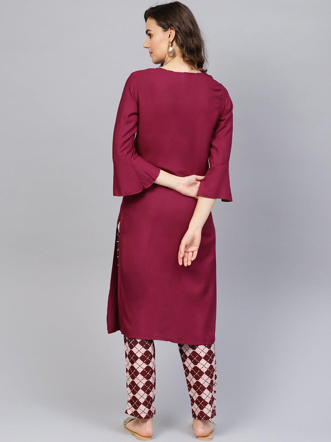 Burgundy Solid Kurta-Yufta Store-1729BUGKUS