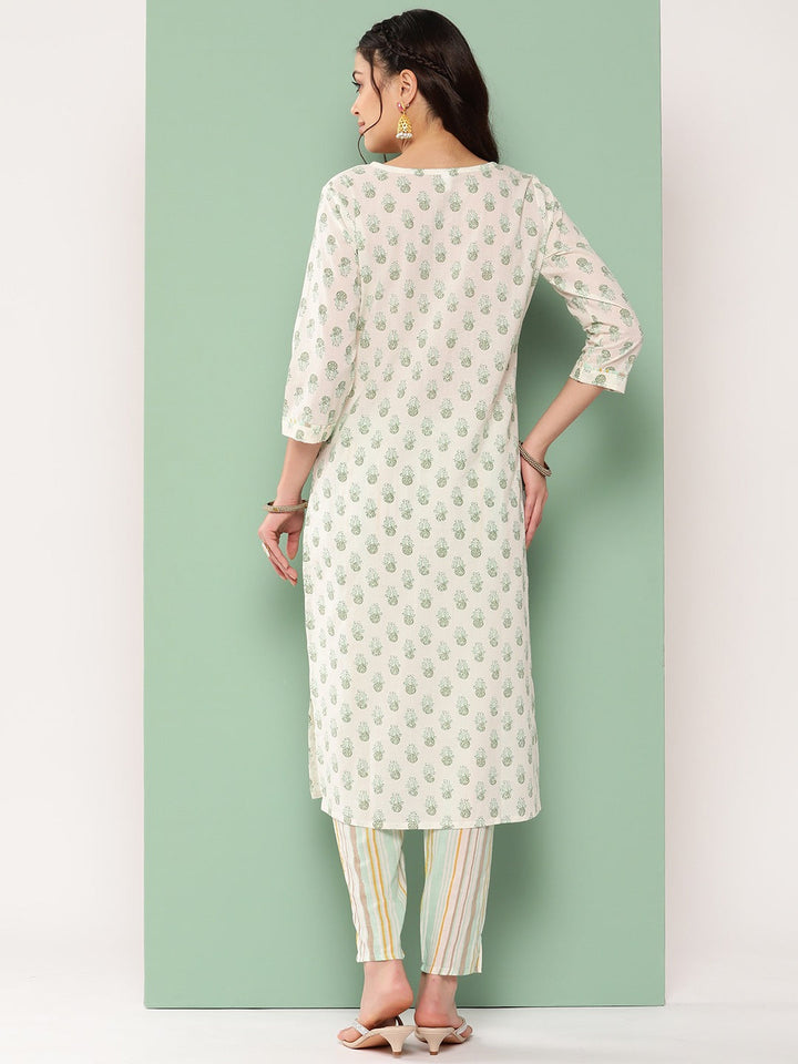 Chikankari Cotton Kurta Set-Yufta Store-1177SETWHM