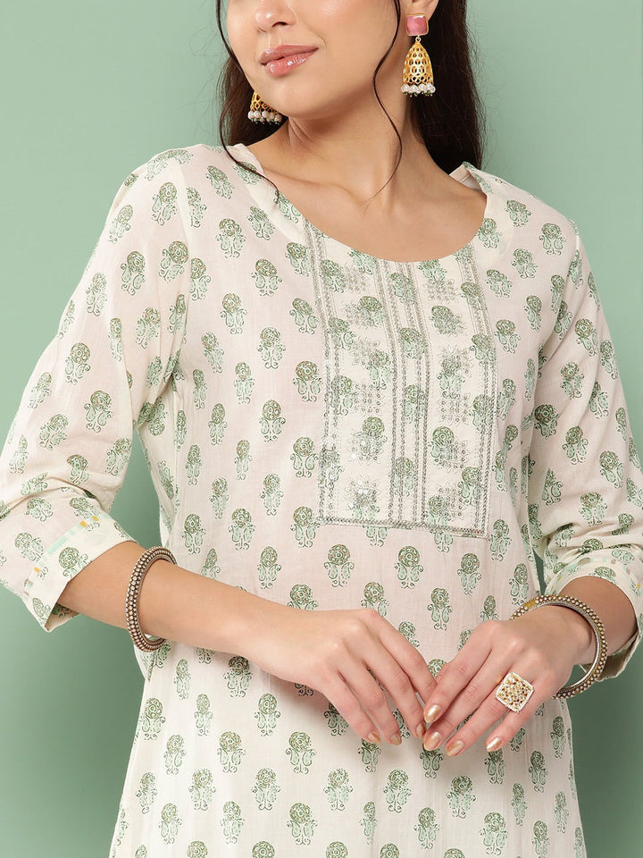 Chikankari Cotton Kurta Set-Yufta Store-1177SETWHM