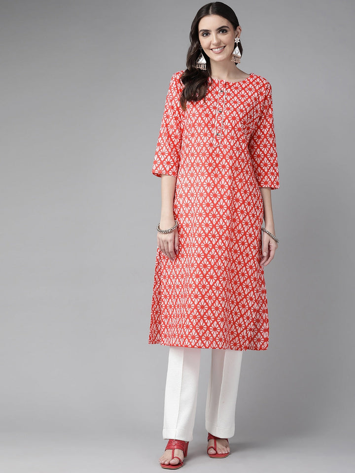 Coral Pink Cotton Kurta-Yufta Store-5706KURPKM